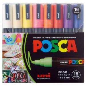 Caneta Posca 1.8-2.5MM PC-5M com 16 Cores UNI-BALL  