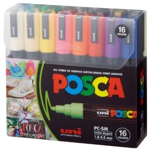 Caneta Posca 1.8-2.5MM PC-5M com 16 Cores UNI-BALL  
