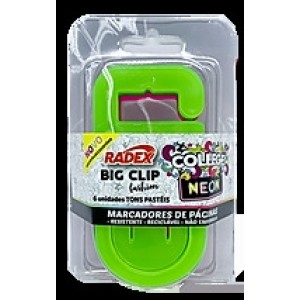 MARCADOR DE PAGINA BIG CLIP FASHION NEON C/6 RADEX
