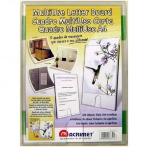 Quadro de Aviso Display Multiuso Acrilico A4 Vertical Cristal Adesivo Ref.865.1 ACRIMET