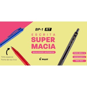 Caneta Esferografica 1.0mm BP-1 RT Preta PILOT