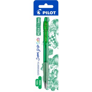 Caneta Esferografica 1.0mm Super Grip Color Verde Blister PILOT