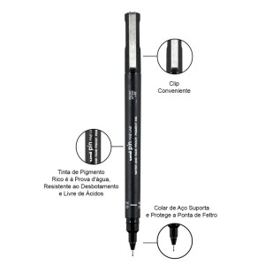 Caneta Nankin Unipin Preta UNI-BALL