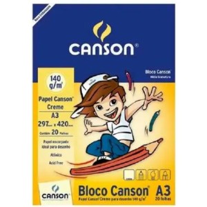 Bloco Para Desenho A3 Creme 140gr Com 20 Folhas CANSON