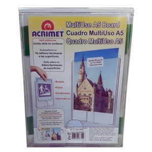 Quadro de Aviso Display Multiuso Acrilico A5 Vertical Cristal Adesivo Ref.875.0 ACRIMET