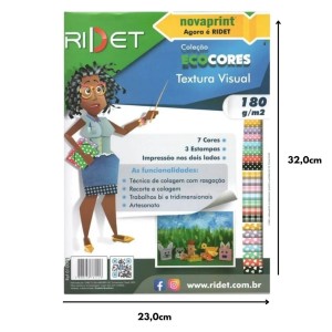 Bloco Criativo Textura Visual 1 OF 7 Cores 36 Folhas 180gr 230X320mm Ecocores RIDET NOVAPRINT Ref.010011