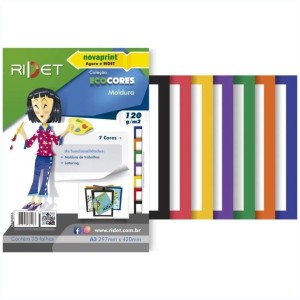 Bloco Criativo Moldura Cores Lisa A3 7 Cores 35 Folhas 120gr 297X420mm Ecocores RIDET NOVAPRINT Ref.0100016