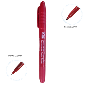 Caneta Multiuso Permanente 2 Pontas Vermelha KZ946VM KAZ