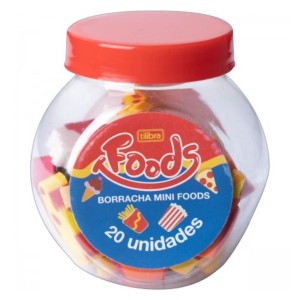 Borracha Mini Foods Pote Com 20 Unididades Tilibra