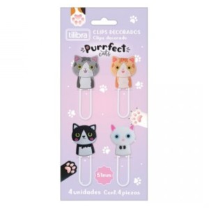 Kit Clips Decorado Purrfect Com 4 Tilibra