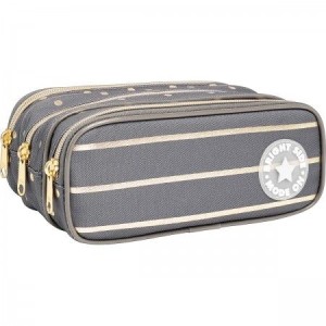 Estojo Triplo Grande Academie Listras Poa Metalizada TILIBRA