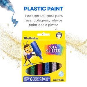 Cola Glitter 23gr com 6 Cores ACRILEX