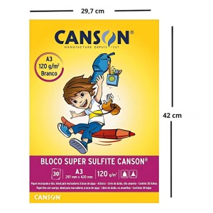 Bloco Para Desenho/Super Sulfite A3 Branco 120gr Com 30 Folhas CANSON