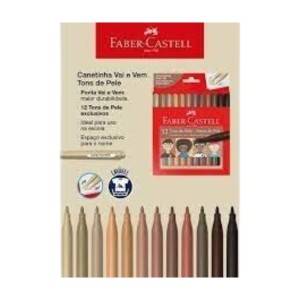 Canetinha Hidrografica 12 Cores Tons de Pele Vai e Vem FABER CASTELL