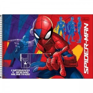 CADERNO DESENHO MILIMETRADO 80FLS HOMEM ARANHA TILIBRA