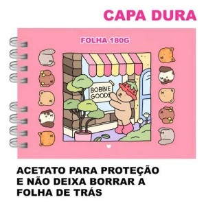 Caderno de Colorir Bobbie Goods 180g com 50 Folhas A5 Horizontal Capa Dura Holográfico