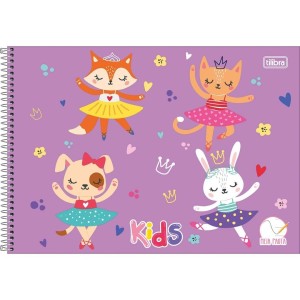 Caderno De Desenho Meia Pauta Espiral Capa Dura Kids Feminino TILIBRA
