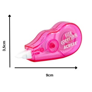 Corretivo Fita 5mmx6m Rosa ACRILEX - Caixa C/12 Unidades